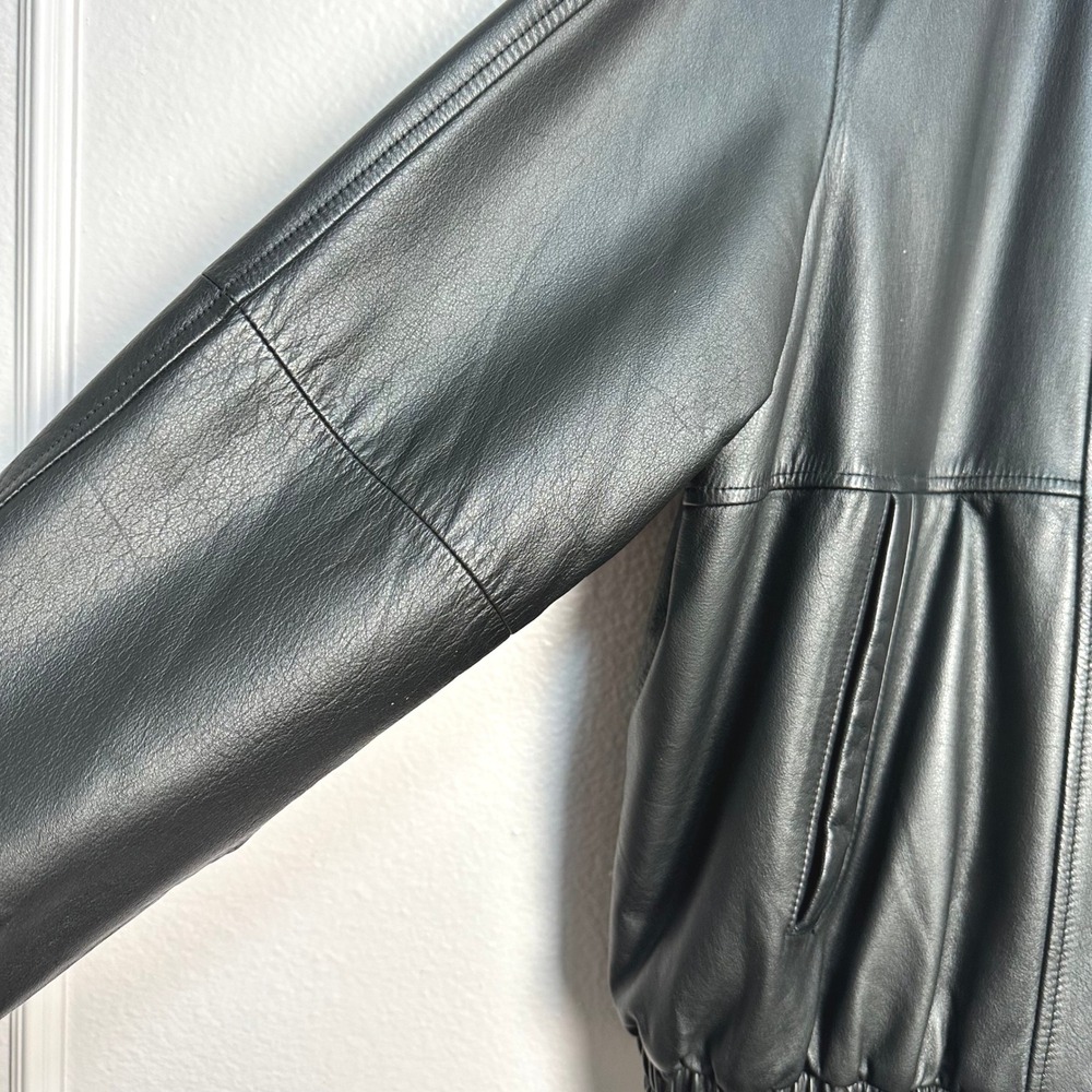 Vintage Charles Klein Mens Black Leather Bomber Jacket XXL Full Zip Outerwear - Picture 10 of 13